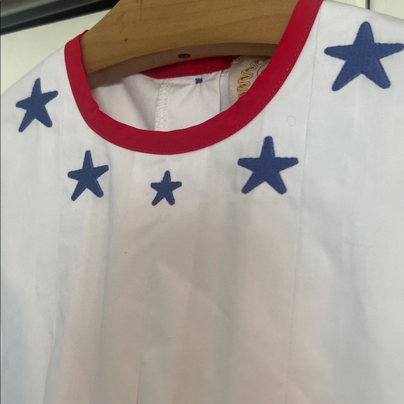 The Beaufort Bonnet Company White Dress with Blue Stars and Red Trim - Picture 4 of 6